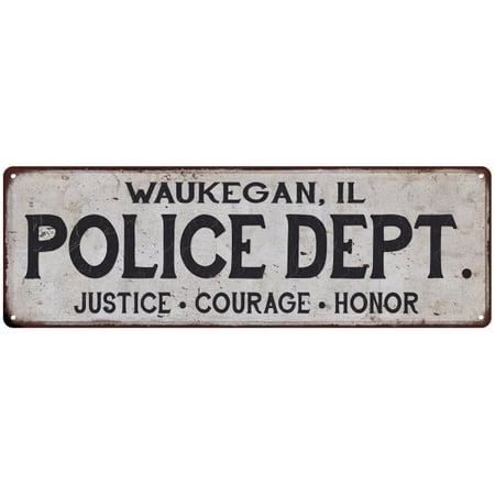 Waukegan Il Police Dept Home Decor Metal Sign Gift 8x24