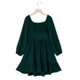 thumbnail image 4 of Fesfesfes Girls Long Sleeve Party Dress With Belt Elegant Pleated Flowy Formal Gown For Special Occasion Birthday Celebration Holiday Outfit(Army Green#1,10-11Years), 4 of 8