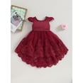 thumbnail image 2 of Bagilaanoe Little Girls Formal Dress Flying Sleeve A-line Princess Dresses 1T 2T 3T 4T 5T 6T 7T Kids Evening Tulle Dress for Wedding Birthday Party Gown, 2 of 9