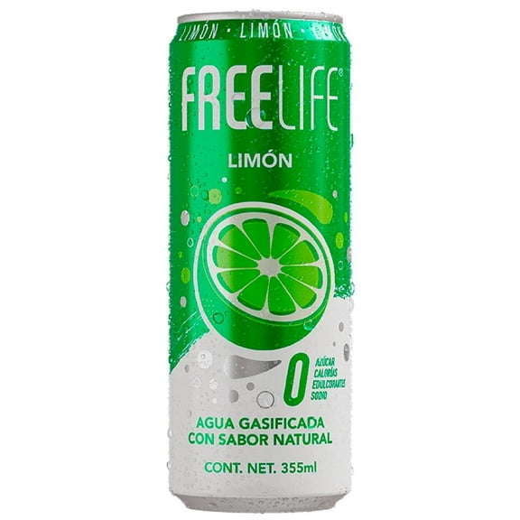 Agua gasificada Freelife sabor limón 355 ml