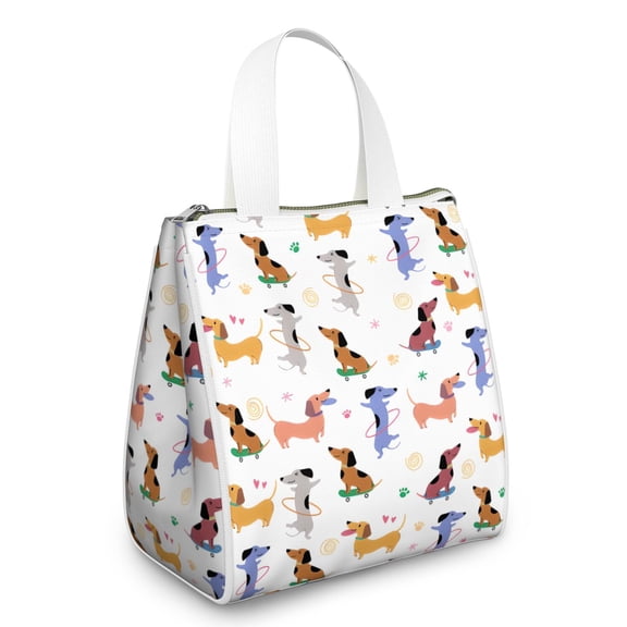 Dachshund Sport Insulated Lunch Bag for Women & Adults,Large Portable Soft Cooler Lunch Bag,Thermal Food Storage Tote with Pearl Cotton,8.66L,8.75x5.75x9.5 Inch