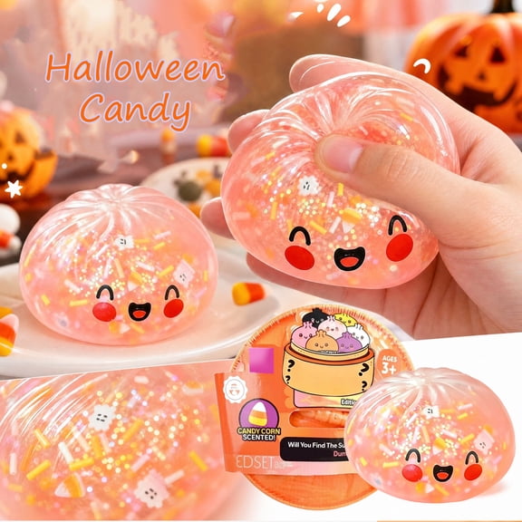 Glitter Squishy Dumpling Relaxation Toys with Candy Corn Scent and Kawaii Design for Student Halloween Party Favors Toys