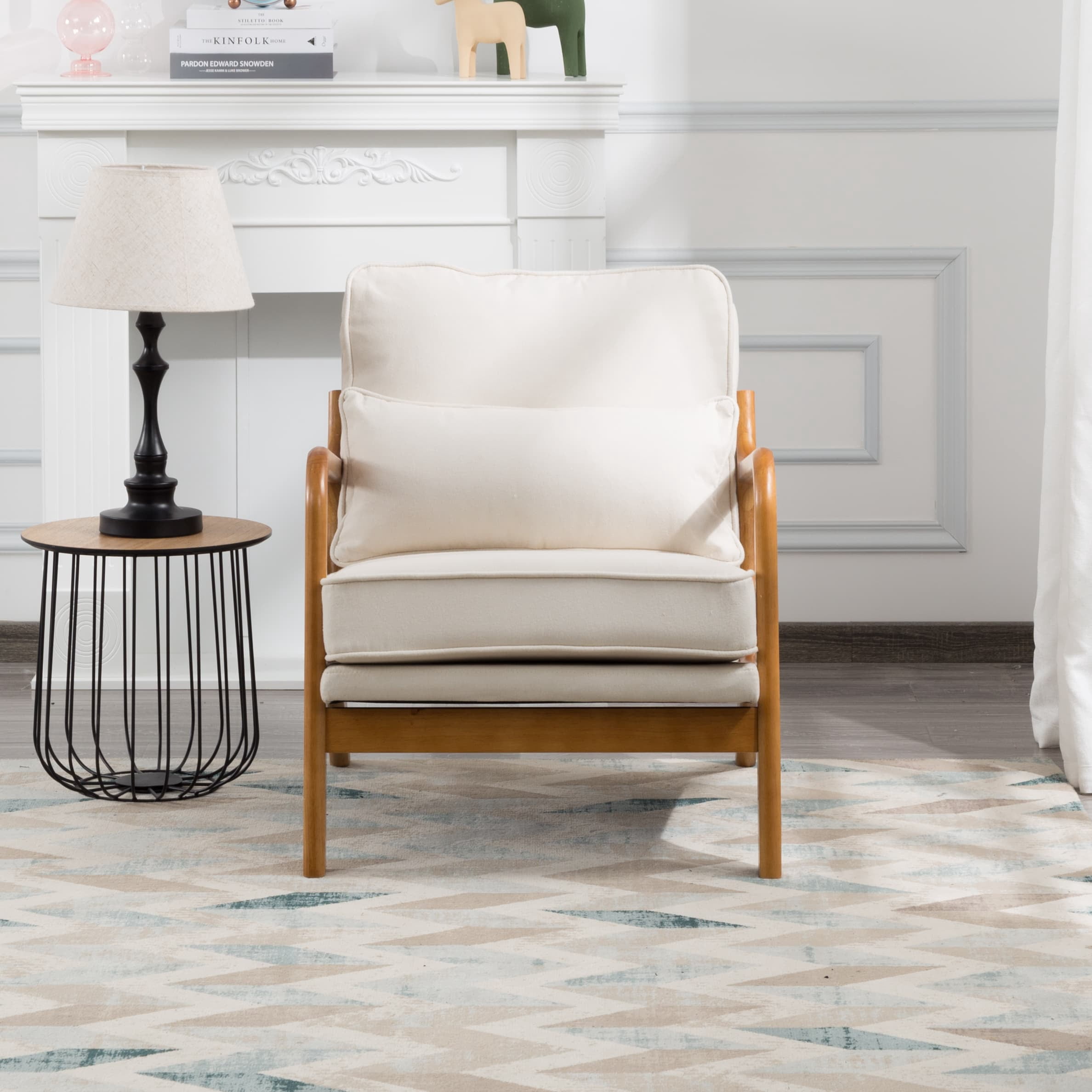BSHTI Accent Chair,Mid-Century Styles,High-Density Sponge,Solid Wood,Non-Slip Leg,Cushions are Removable Beige Colour,Perfect for Living Room,Bedroom,Office