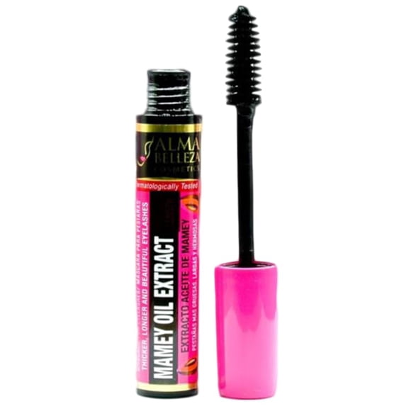Máscara de pestañas con extracto de aceite de mamey de longitud máxima ALMA BELLEZA NET WT. 0.45 oz LONGITUD MÁXIMA Pestanas mas gruesas Largas & Bonitas Water Proof ""Intense Black ""