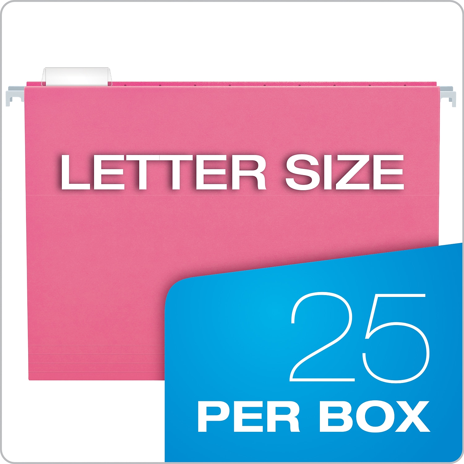 Pendaflex 81609 Hanging File Folders, 1/5 Tab, Letter, Pink, 25/Box