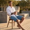 thumbnail image 7 of Men's Corduroy Shorts Elastic Waist Drawstring Cargo Short Multi-Pocket Lightweight Summer Casual Beach Shorts Blue XL, 7 of 7