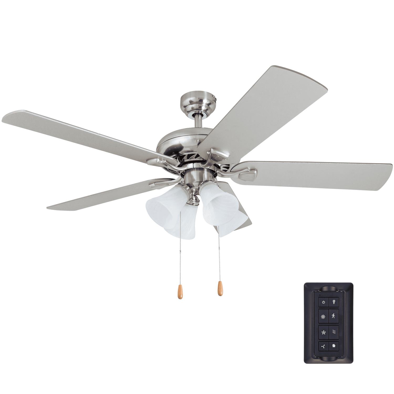 52" Black Pine Remote Controlled Ceiling Fan LED Light Frosted Fixture 3 Speed