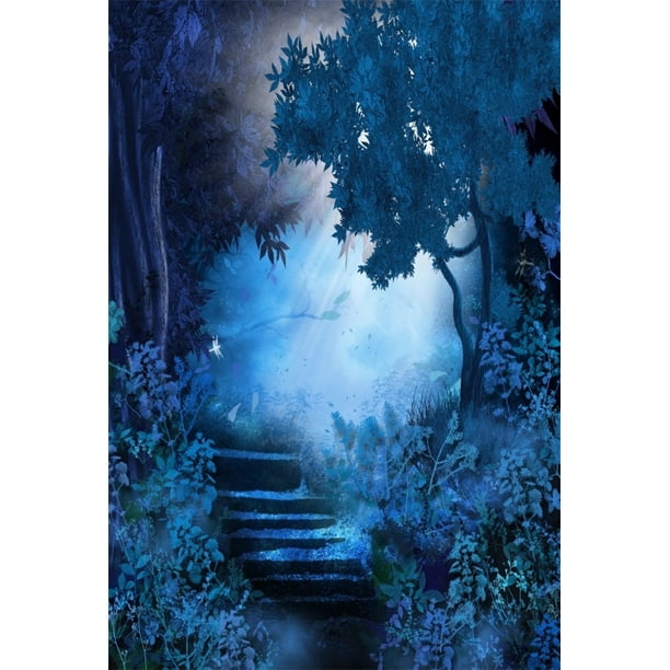 EREHome Polyester Fabric 5x7ft Beautiful Forest Stairway Backdrop