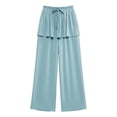 thumbnail image 7 of Noric Women Straight Leg Peplum Pants with Pockets High Waisted Drawstring Casual Summer Flowy Palazzo Pants Loose Fit, 7 of 7