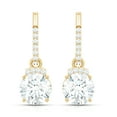 thumbnail image 2 of Rosec Jewels Lab Grown Diamond Drop Earrings (2 Carat, 6 mm, Ef-VS Quality) - Ready to Gift for Valentines Day, 14K Yellow Gold, 2 of 7