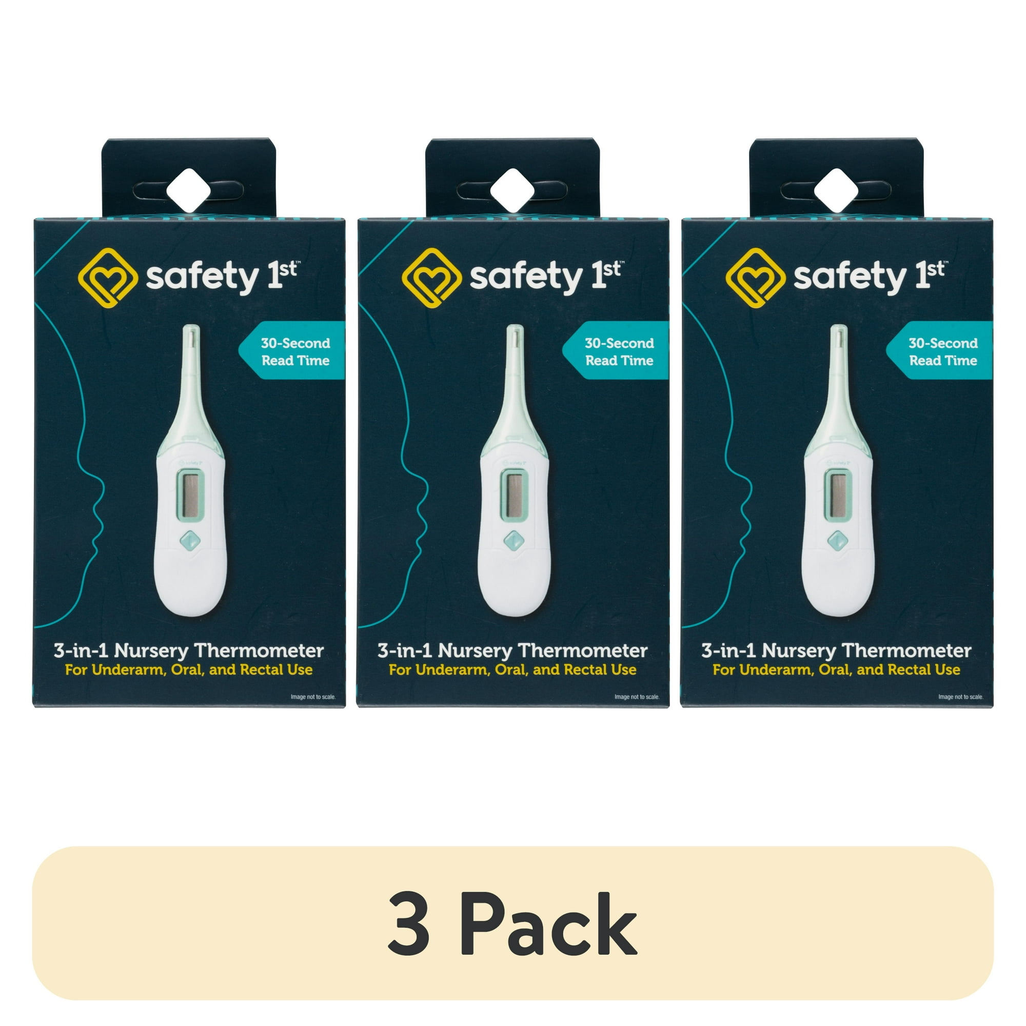 (3 pack) Safety 1st 3-in-1 Nursery Thermometer, Infant, Sea Stone Aqua