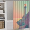 thumbnail image 3 of Sunset Lighthouse Shower Curtain for Bathroom Bath Curtain Polyester Fabric Waterproof Bathroom Curtain with 12 Hooks, 3 of 7
