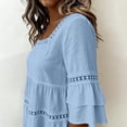 thumbnail image 6 of Women's Short Sleeve Crew Neck Solid Casual Blouse, 6 of 6