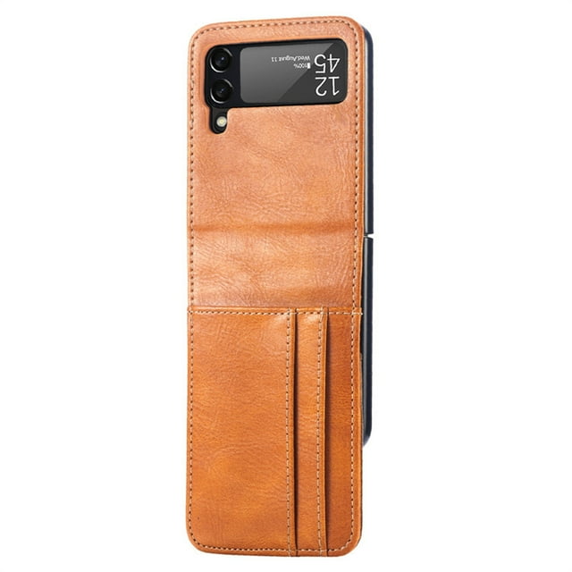 MORESEC under $5 Z Flip 3 Leather Phone CaseMultifunctional Leather Case for Samsung Z Flip 3 Folding Phone, Wallet Design with Card Slots, Protective Cover with Precise Cutouts, Stylish and Durable