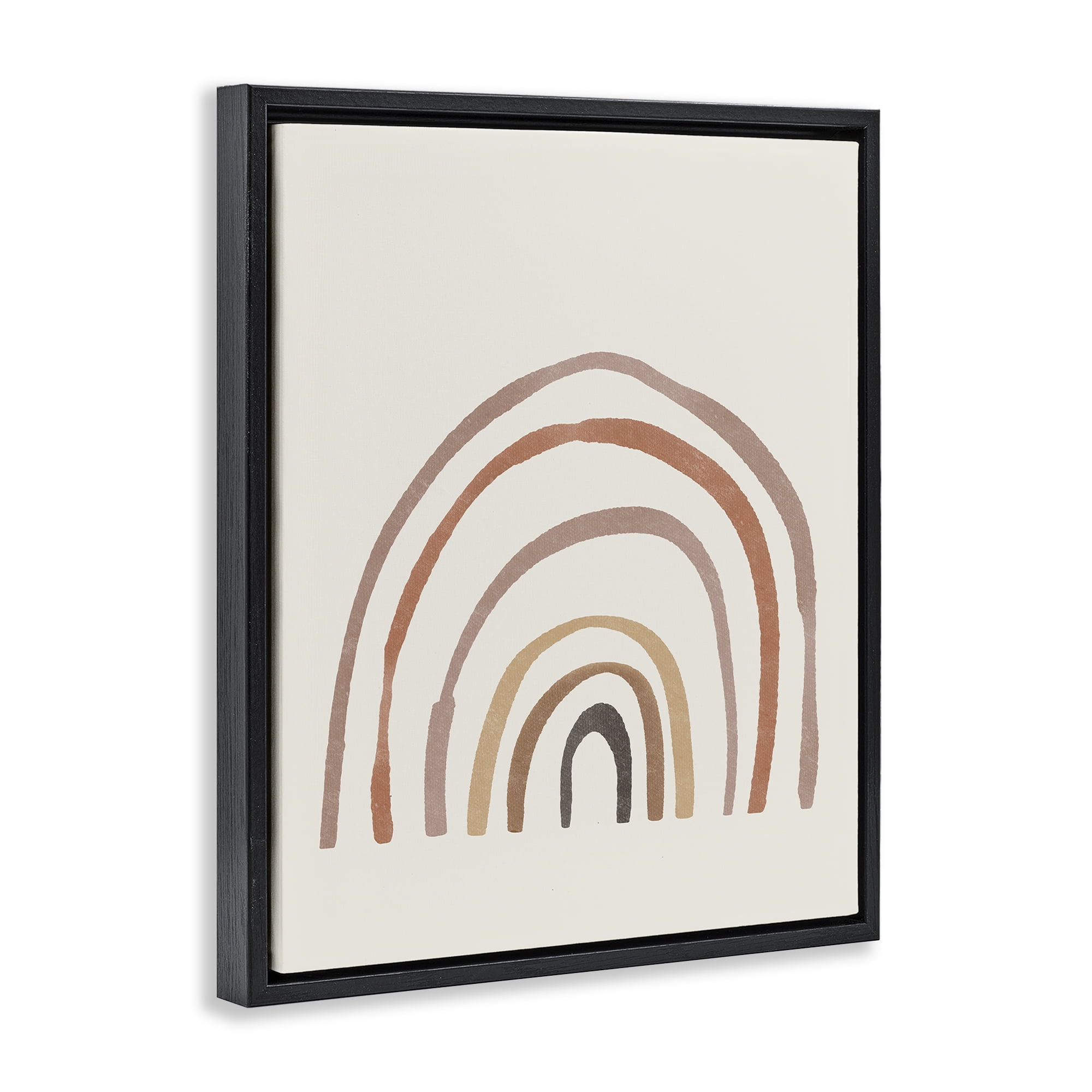 Stupell Industries Quirky Neutral Rainbow Abstract Painting Black Floater Framed Canvas Art Print Wall Art, 17 x 21