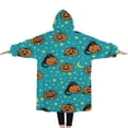 thumbnail image 2 of Oversized Wearable Blanket Hoodie,Halloween Black Cats with Pumpkins Sherpa Blanket Hoodie with Super Pockets,Super Warm Fuzzy Pullover for Women & Men, 2 of 6