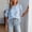 Light Blue, variant on Women's Casual Floral Jacquard Chiffon Blouse – Puff Sleeve Round Neck Top Elegant Summer Vacation & Daily Wear White,XXL