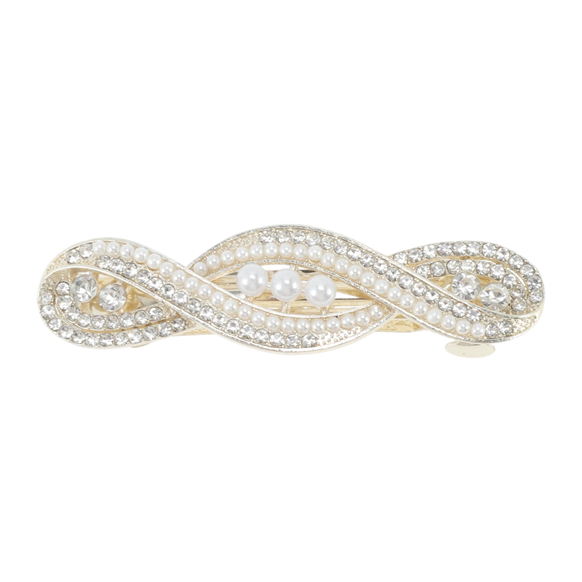 Unique Bargains Exquisite Pearl Spring Clip Hair Clips Gold Tone Champagne