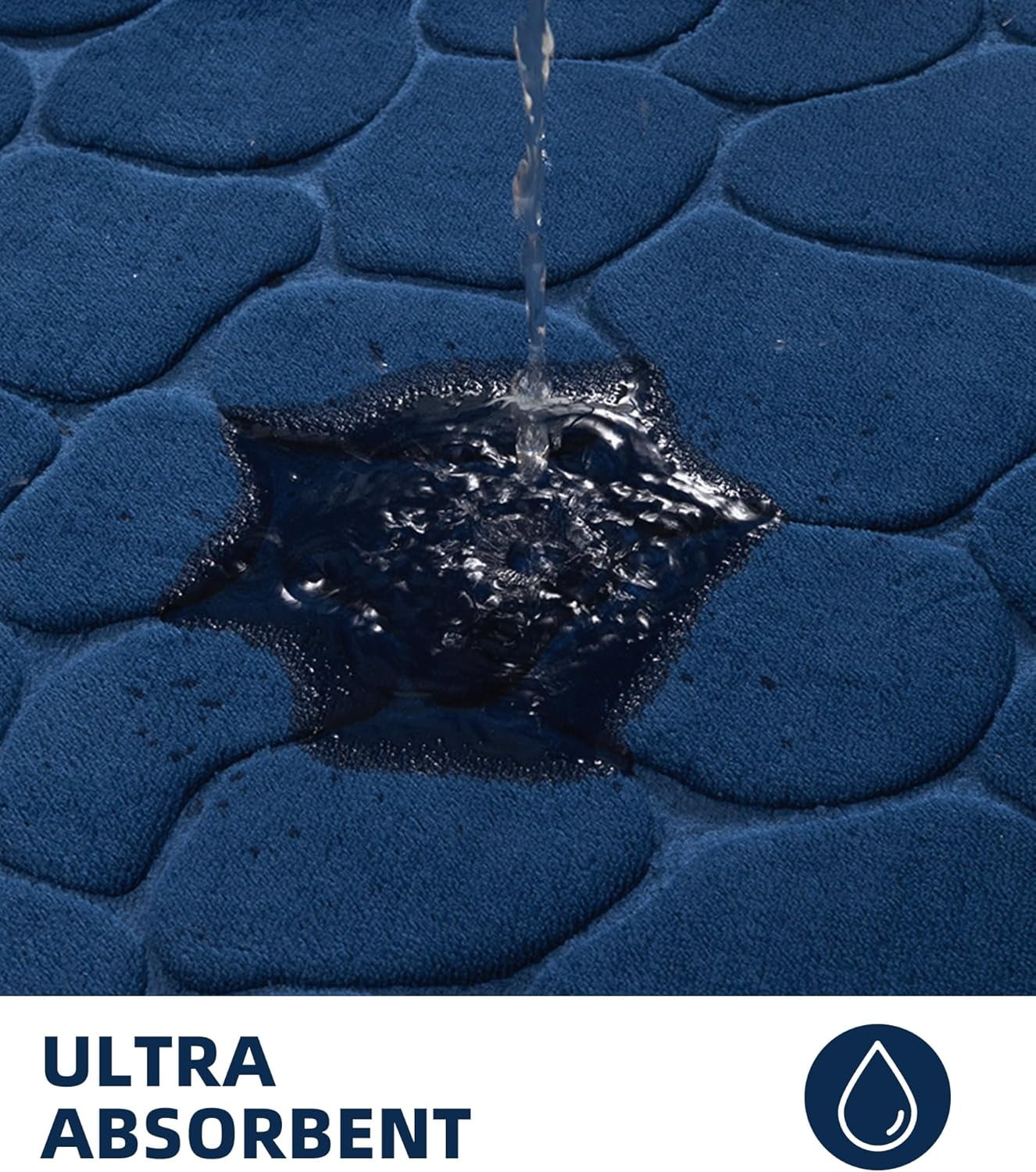Memory Foam Bath Mat – Super Soft Absorbent Bathroom Rug, Non-Slip Quick Dry Floor Mat, Cobblestone Design, Washable Bath Mat for Bathroom, Bedroom, Toilet