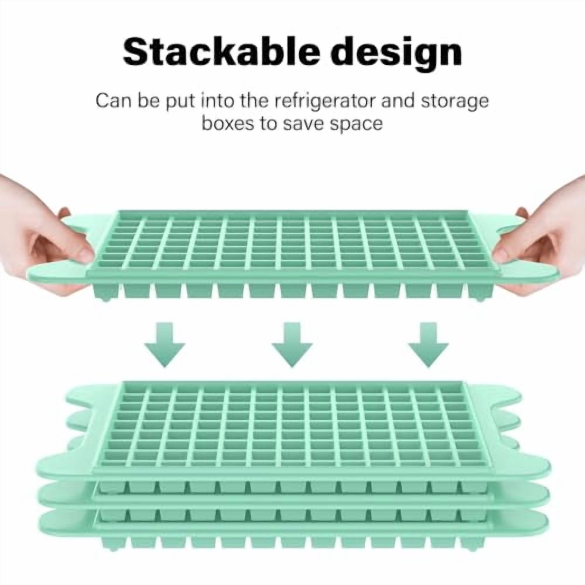 Mini Ice Cube Tray for Freezer with Storage Bin - 117 PCs 4-Pack Small Nugget Ice Cube Trays, Easy Release Crushed Ice Maker with Container, Compact Ice Mold for Countertop
