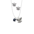 thumbnail image 2 of Delight Jewelry Silvertone Small Navy Blue Paw Silver tone Guardian Angel Charm Necklace and Stud Earrings, 2 of 4