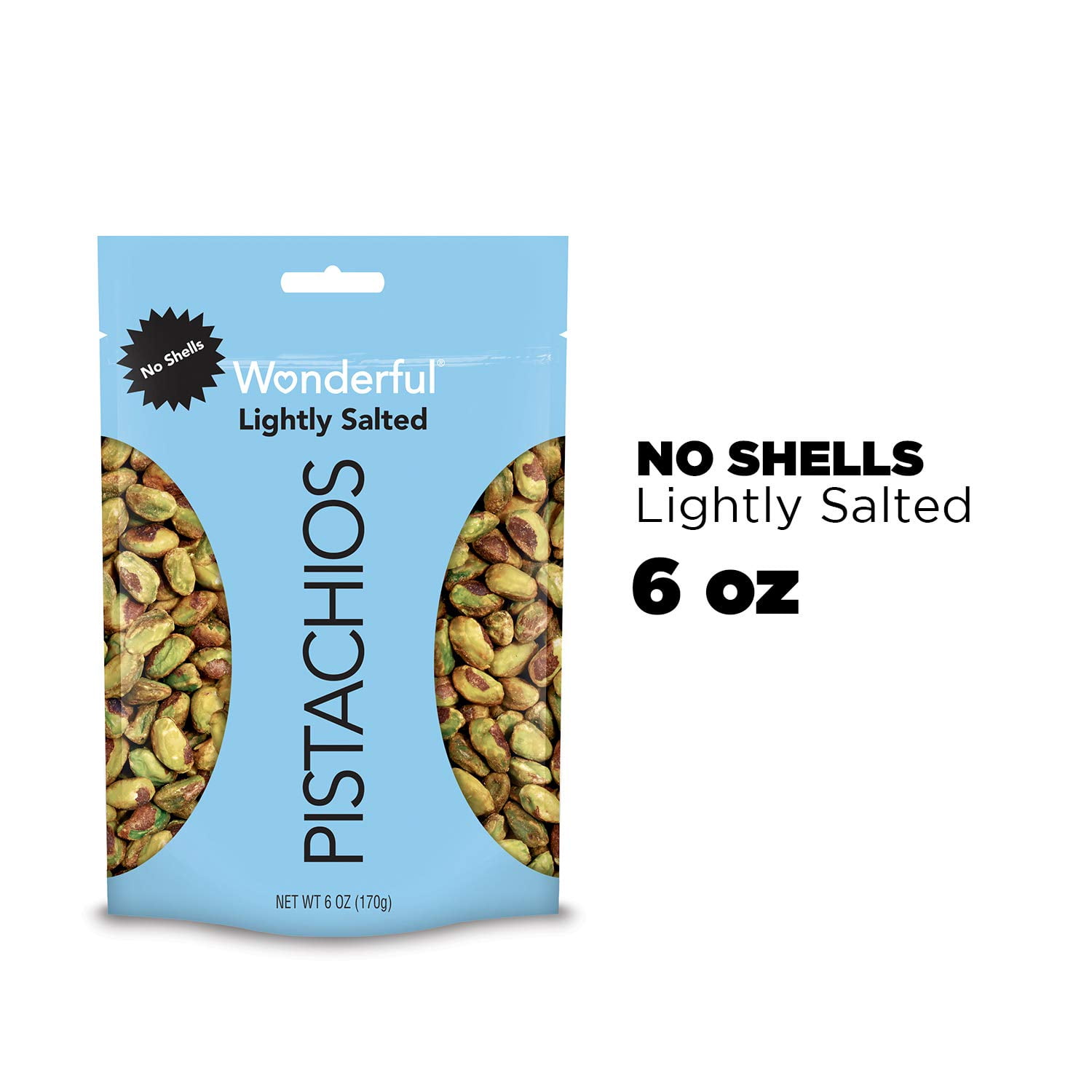 Wonderful Pistachios, No Shells, Roasted and Lightly Salted, 6 Ounce