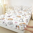 thumbnail image 3 of Feelyou Cartoon Cat Kitten Twin Sheet Sets, Cloud Love Heart Bedding, 3 Pieces, 3 of 7