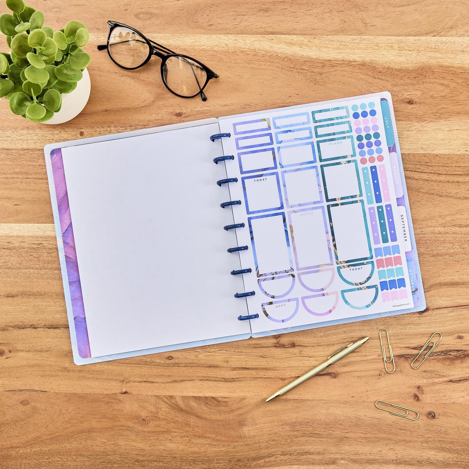 Simply by Happy Planner, New Day New Start Weekly Monthly Planner, Classic 7" x 9.25" Size, July 2024-June 2025