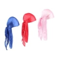 thumbnail image 3 of 3pcs Mujeres Gorro de Larga Pérdida de Cabello Bufanda Sombrero Pirata Gorro - Azul + Rojo + Rosa Sunnimix Mujer Hombre Durag Sombreros, 3 of 7