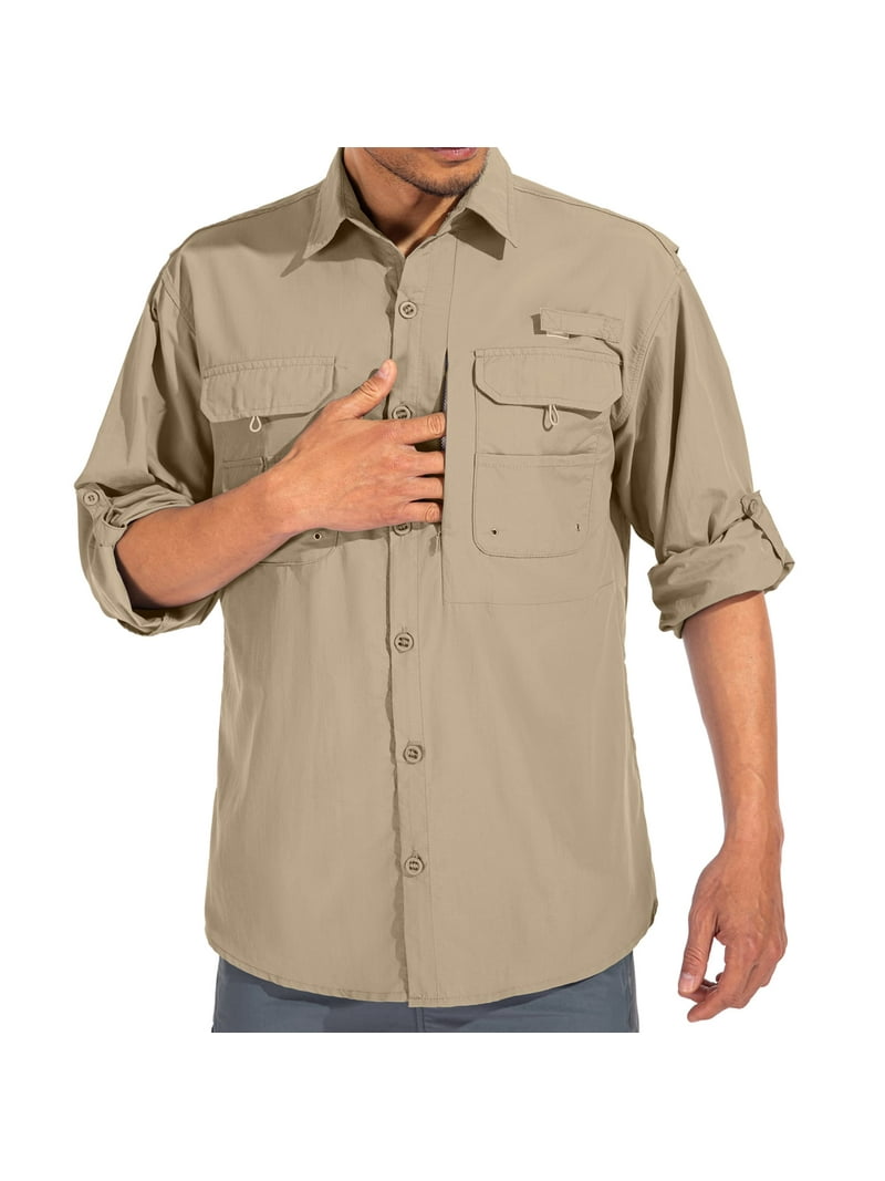 Asfixiado Men's Long Sleeve Work Fishing Shirts with Zipper