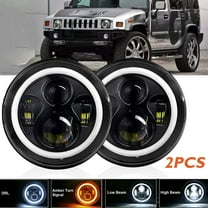 Pair 7" inch Round LED Halo Headlights High/Low DRL For Jeep Wrangler JK TJ LJ 1997-2018, Waterproof
