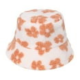thumbnail image 1 of Bucket Hat Small Flower Print Plush Unisex Lightweight Warm All Match Cap for Outdoor, 1 of 10