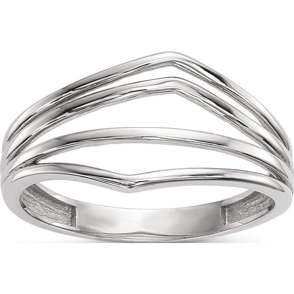 14K White Gold Polished 4-Bar Ring (Size 7) Made In Turkey r608