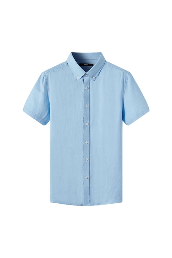 Shirts, Men's Short Sleeve Oxford Shirt Regular Fit Button Down Collar Shirts, Blue