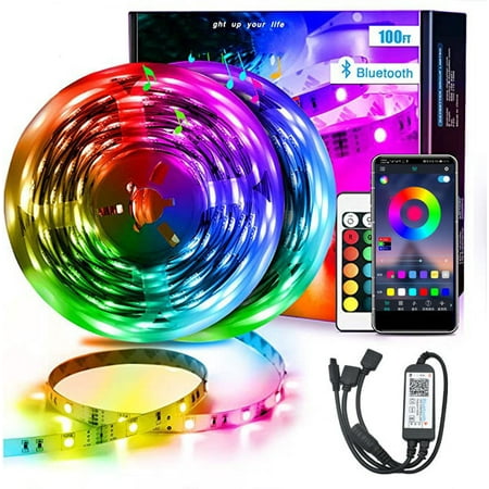 

Led Strip Lights Smart Lighting with App Control Remote 5050 RGB for Bedroom Music Sync Color Changing for Room Party