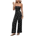 thumbnail image 2 of Gamivast Jumpsuits for Women Wide Leg Strapless Full Length High Waist Polka Dot Jumpsuit Relaxed Fit one Piece Vacation Beach Holiday Wear Black XL, 2 of 8