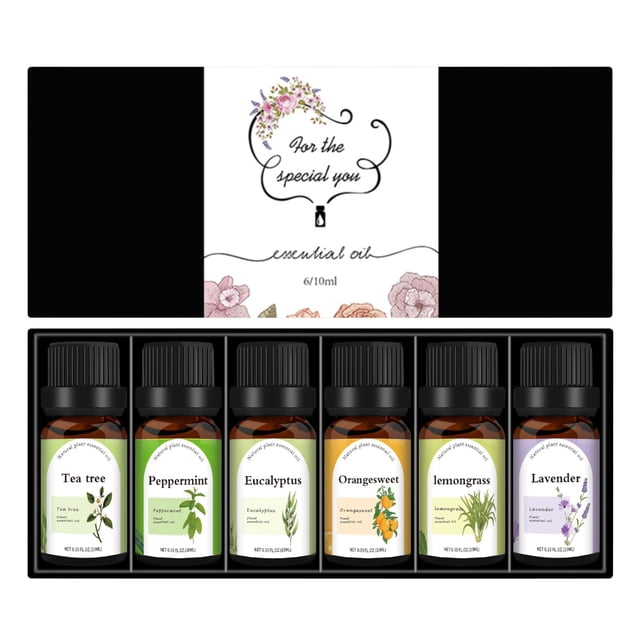 Aceites esenciales 6 piezas/10 ml Vela Unilateral Aromaterapia Naranja dulce Aceite de árbol de té Lavanda Material de vela DIY Aceite esencial de aromaterapia soluble en aceite (Compre 2 y ahorre 10