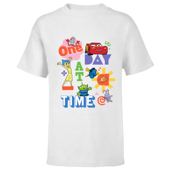 Disney PIXAR Feelin’ Fine One Day At A Time - Short Sleeve T-Shirt for Kids - Customized-White