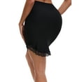 thumbnail image 3 of INSPIRE CHIC Women's Curved Slit Lined Lace Trim Half Slip Modal High Waist Knee Length Underskirt S Black, 3 of 5