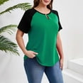 thumbnail image 3 of Plus Size Tops for Women Short Sleeve Raglan Tunic Casual Colorblock Shirts Oversized Crewneck eyhole Blouse, 3 of 7