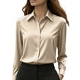 thumbnail image 2 of Button Down Shirts For Women Wrinkle Resistance Dress Shirts For Women Long Sleeve Work Formal Blouses Tops Khaki, 2 of 9