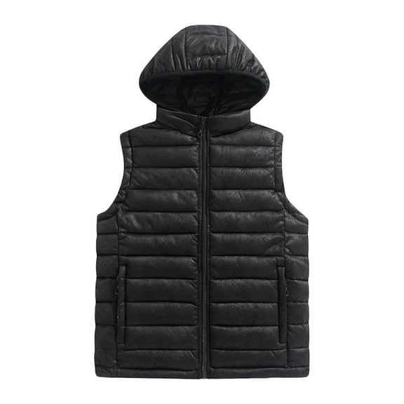 Mens Puffer Vest Casual Outerwear Coats Winter Warm Down Puffy Vests Lightweight Sleeveless Padded Jacket Black L