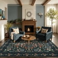 thumbnail image 2 of Moynesa 5'x7' Floral Area Rugs for Living Room, Washable Vintage Botanical Rugs for Bedroom, Soft Non Slip Cottagecore Flower Accent Carpet for Dining Room Dorm Apartmen, Black, 2 of 8