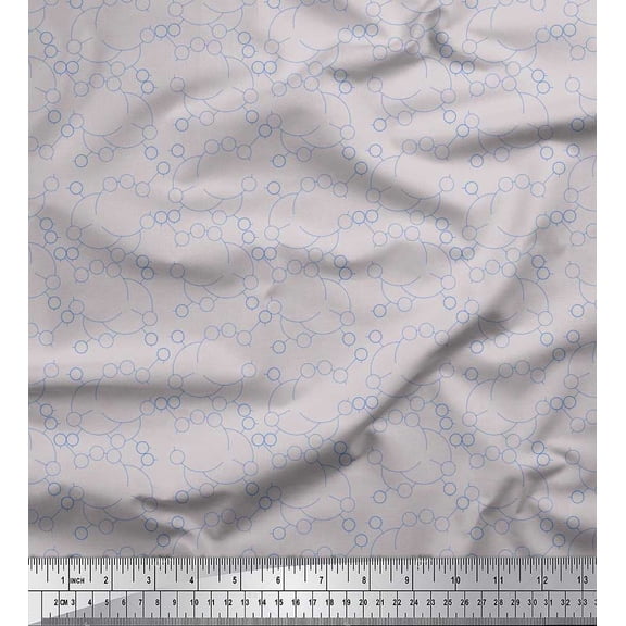 Soimoi Polyester Crepe Fabric Circles Shirting Print Sewing Fabric Yard 42 Inch Wide