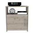 thumbnail image 3 of Nightstand,Single Door Cabinet,Metal Handle,One Shelf,Superior Top,Light Gray,Gray Particle Board Furniture Bedroom Nightstands, 3 of 7