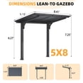 thumbnail image 7 of AECOJOY 8' x 5' Lean to Grill Gazebo Hardtop Outdoor Pergola for Patio, Freestanding Carport Pergolas and Gazebos Clearance with Steel Patio Roof, Small Heavy Duty Metal Awnings for Decks, 7 of 7