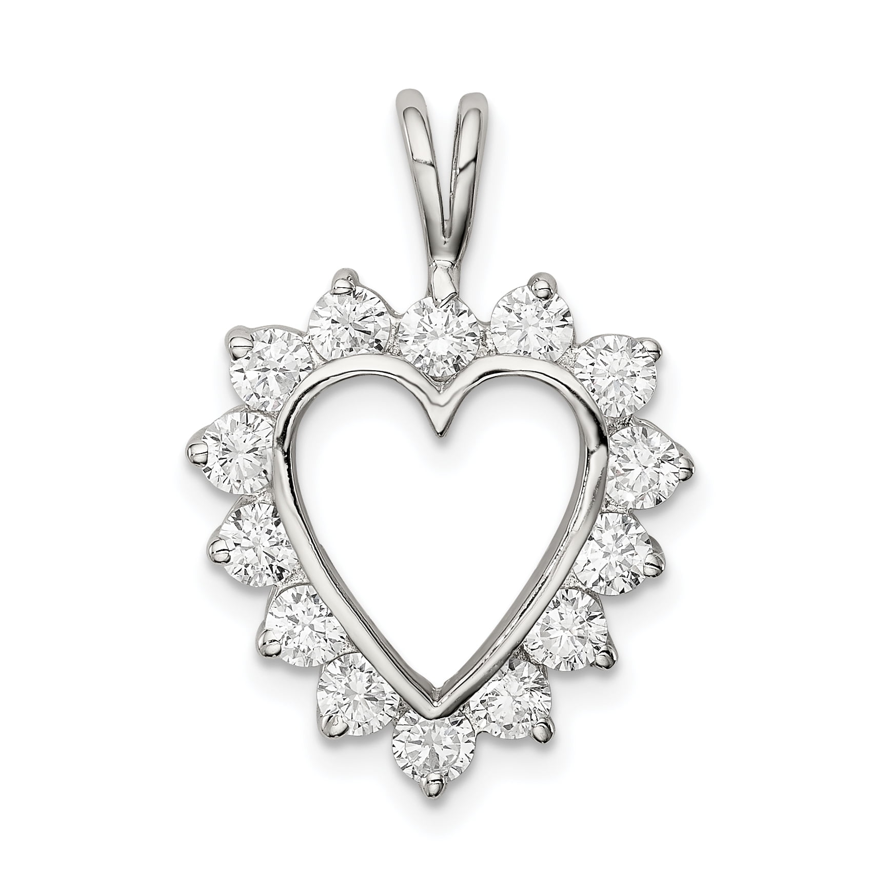 Sterling Silver CZ Heart Pendant Pendants /& Charms Jewelry