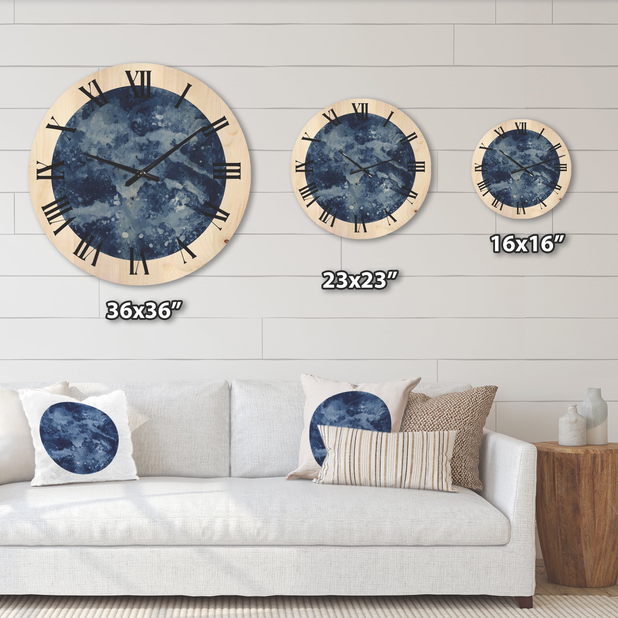 Designart 'Blue Space Galaxy Circle' Modern Wood Wall Clock