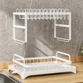 thumbnail image 6 of Large 2 Tier Dish Drying Rack with Drainboard, Rustproof Stainless Steel Kitchen Dish Drainer Set with Utensil/Cup/Cutting Board Holder, Space Saving Countertop Organizer, White, 6 of 6