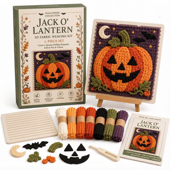Halloween Fabric Weaving Kit, DIY 3D Pumpkin Fabric Art Craft, No-Sew Textured Handmade Decoration, Spooky Halloween Decor for Home Shelf & Table, Creative Gift for Adults and Beginners